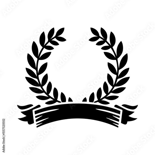 Elegant And Minimalist laurel  Wreath with Riboon Badge.