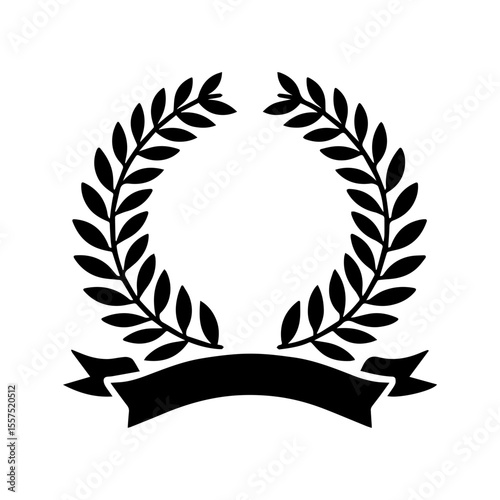 Elegant And Minimalist laurel  Wreath with Riboon Badge.