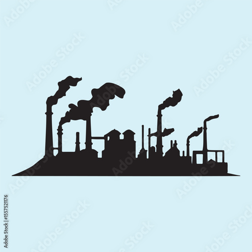 silhouette of industrial factory