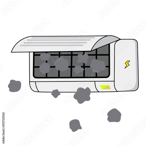 Dirty Air Conditioner with Dust Illustration