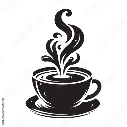 Steaming Coffee Cup Silhouette - A Moment of Warmth 