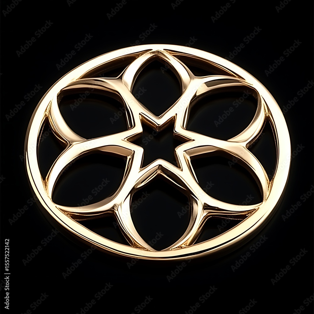 Obraz premium Gold Circular Floral Design
