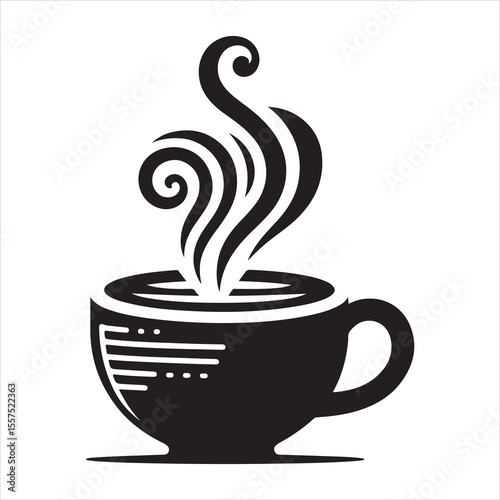 Steaming Coffee Cup Silhouette - A Moment of Warmth 