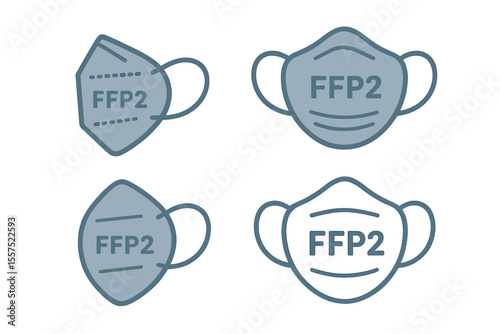 A collection of vector icons representing FFP2 face masks is available as a logo set