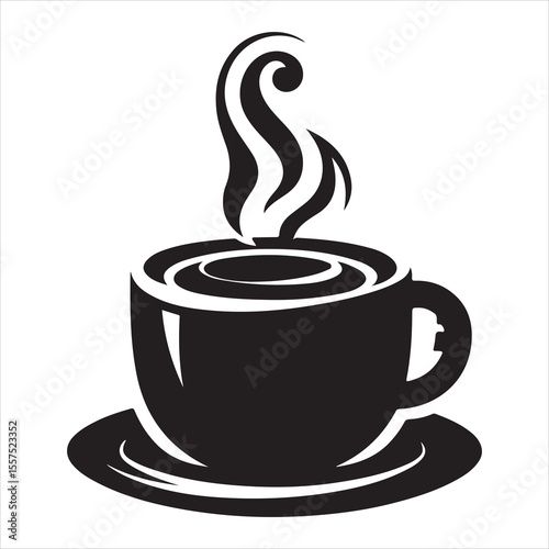 Steaming Coffee Cup Silhouette - A Moment of Warmth 