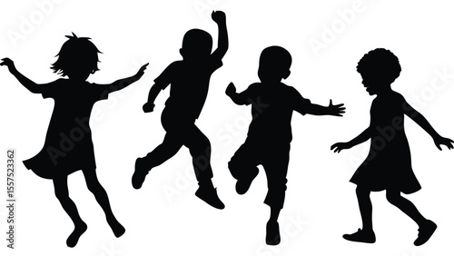 Black silhouette of Children's Play isolated on white background