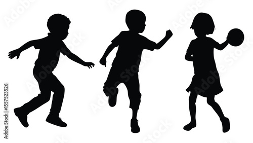 Black silhouette of Children's Play isolated on white background