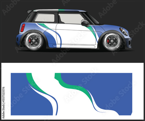 Mini Cooper Car Wrap Design Template Vector graphic