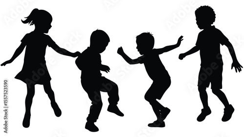 Black silhouette of Children's Play isolated on white background