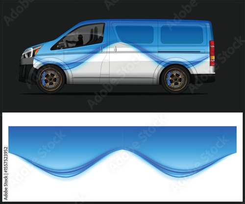 Blue and White Van Wrap Design Template Stylish