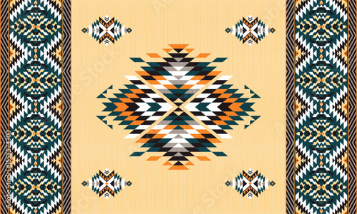 American tribal ethnic native pattern.Traditional Navajo,Aztec,Apache,Southwest and Mexican style fabric pattern.Abstract vector motifs pattern.For fabric,clothing,blanket,carpet,woven,wrap,decoration