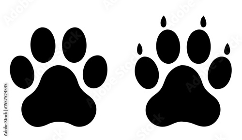 Dog paw print set. Paw icon. Vector illustration.