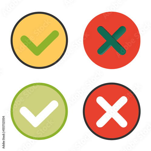 Checkmarks yes and no. Vector illustration