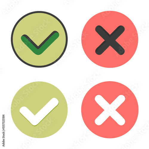 Checkmarks yes and no. Vector illustration