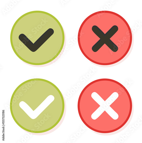 Checkmarks yes and no. Vector illustration