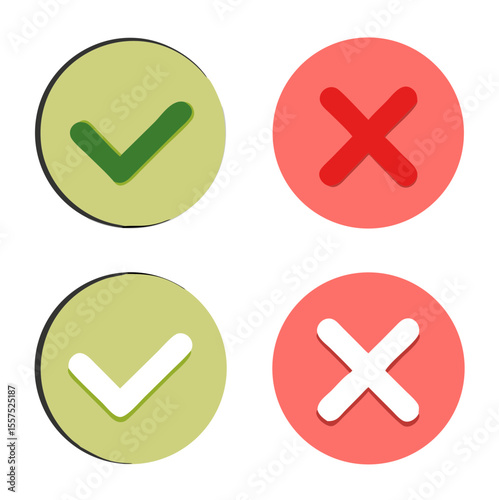 Checkmarks yes and no. Vector illustration