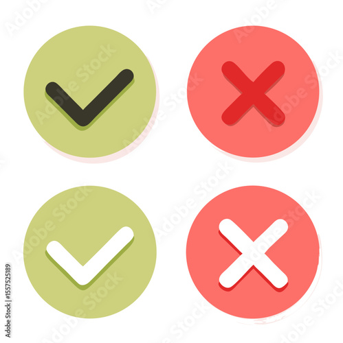 Checkmarks yes and no. Vector illustration
