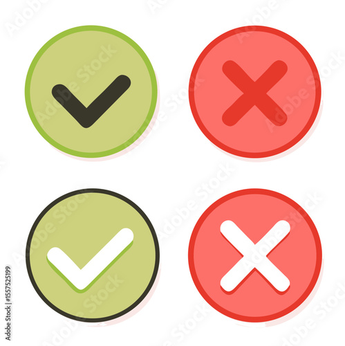 Checkmarks yes and no. Vector illustration