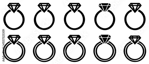 Diamond ring. Engagement ring. Vector