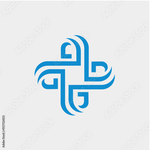 Blue Abstract Geometric Logo Design With Elegant Curves