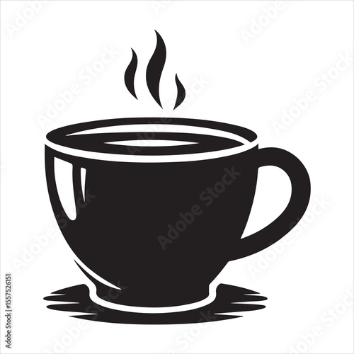 Steaming Coffee Cup Silhouette - A Moment of Warmth 