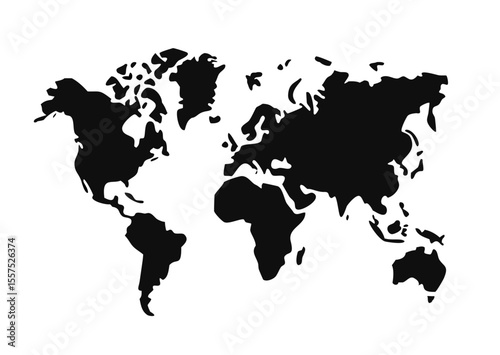 World map silhouette on gray background. Vector