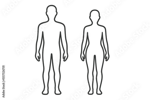 The silhouette of a human body, including both male and female figures, is represented in a vector outline, suitable for medical icons or patient illustrations
