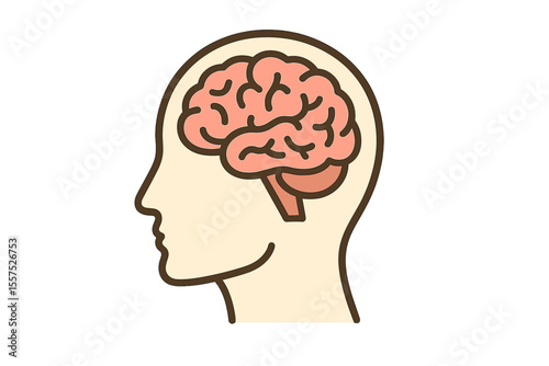 A colorful vector icon depicting a side view of the brain or mind is available for medical apps and websites