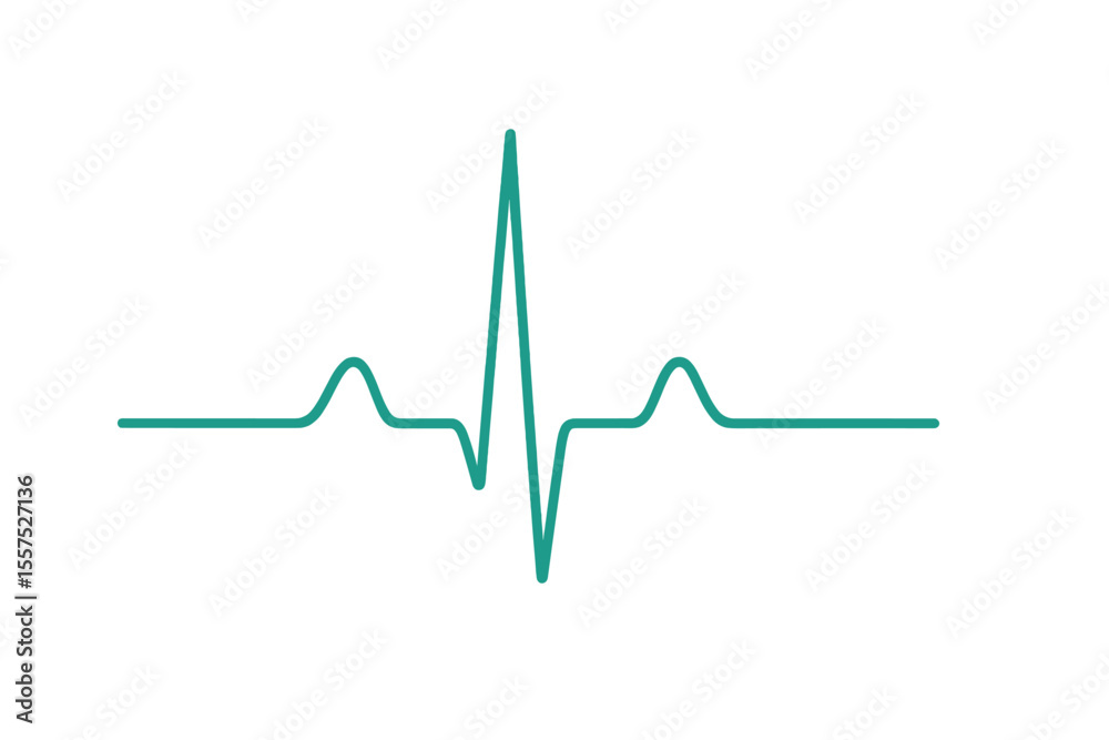 © Velar - The electrocardiogram displays a normal heart beat line, indicating a sinus rhythm, and is also referred to as an ECG or EKG, representing a vital sign and medical healthcare symbol