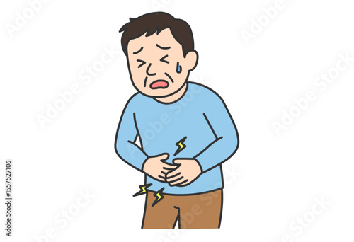 Man Suffering from Stomach Pain Illustration

