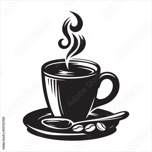 Steaming Coffee Cup Silhouette - A Moment of Warmth 