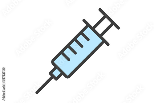 Flat icon of injection syringe needle or vaccine shot for use in medical apps and websites