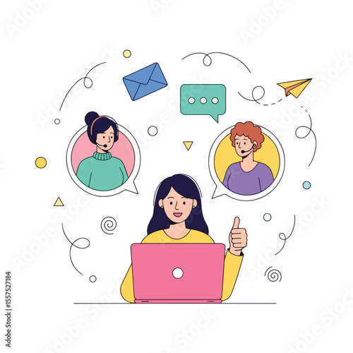 Vector of someone meeting online