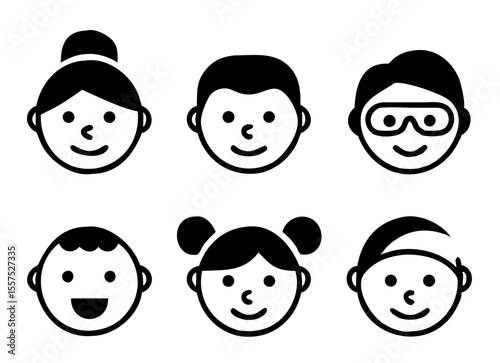 Different people faces icons. vector