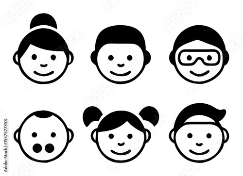 Different people faces icons. vector