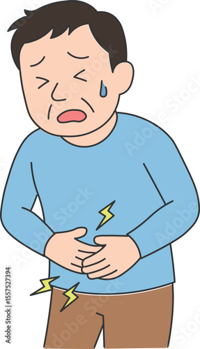 Man Suffering from Stomach Pain Illustration

