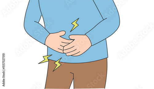 Man Holding Stomach in Pain (Upper Body Only)