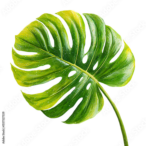 PNG Monstera Deliciosa Leaf Vibrant Tropical Plant Photography against transparent Background