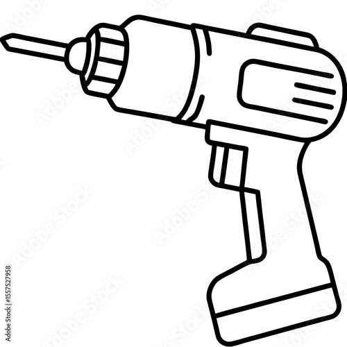 Electric Drill line art vector