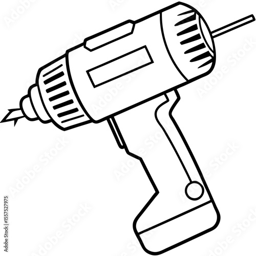 Electric Drill line art vector