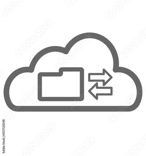 クラウドストレージとファイル転送を表すアイコンイラスト