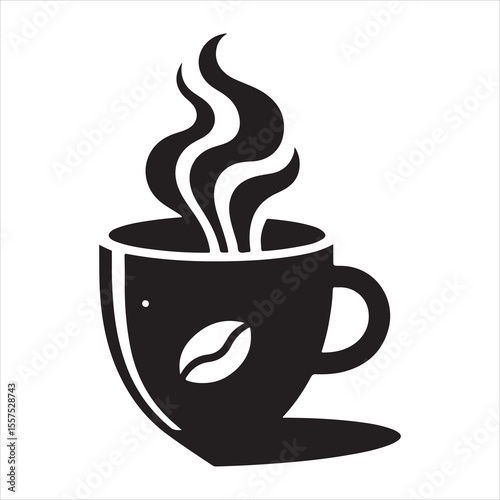 Steaming Coffee Cup Silhouette - A Moment of Warmth 