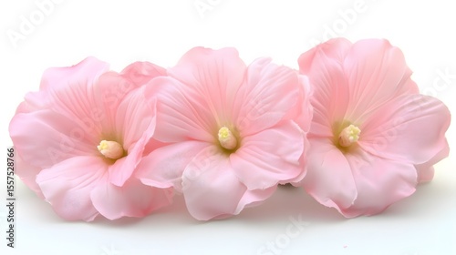 Three Delicate Pink Flowers Close Up Shot