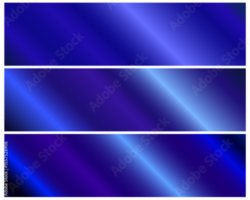Blue metallic gradient template set. Vector blue metal gradient collection. Vector illustration.