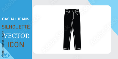 Casual Jeans Silhouette Vector Icon Fashion, Apparel, Style, Clothing, Design