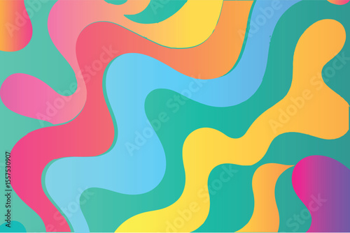 Swirling Symphony A Vibrant Abstract Expression of Color and Form Evoking Fluidity and Joyful Movement in Design