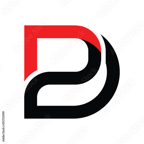 Modern Stylized Red and Black Letter DP and PD Minimalist Logo Design