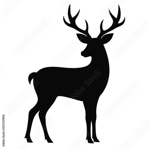 Alert Deer Standing with Antlers Up Looking Sideways A Detailed Vector Illustration for Wildlife and Nature Themed Designs