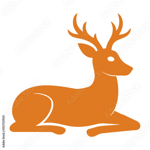 Serene Deer Resting A Vector Illustration of a Calm Deer with Folded Legs Lying Peacefully on the Ground Ideal for Nature Themed