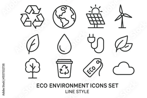 Eco environment icon set: symbols for sustainability and renewable energy